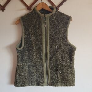Woolrich Sherpa Green Sleeveless Fleece Vest Green Medium M